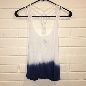 ! NEW - White/Blue Ombré macrame flowy tank
